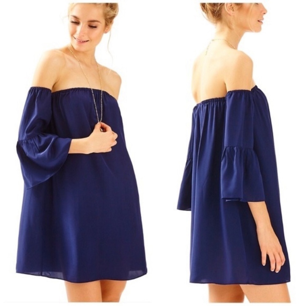 Lilly Pulitzer Sanilla 100% Silk Dress True Navy Size XS